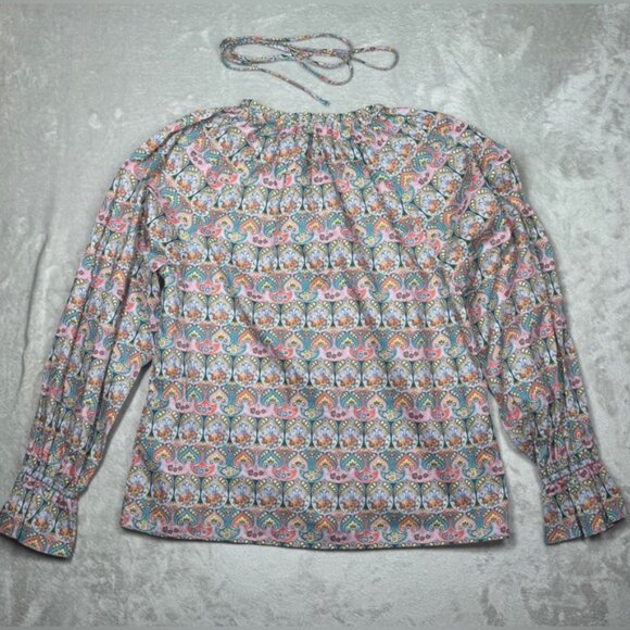 J.Crew X Liberty Giorgia Duke Floral Tie Waist Organic Cotton Button Blouse XS - Picture 10 of 16